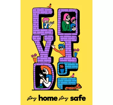 Stay Home Stay Safe wall decal quotes - TenStickers