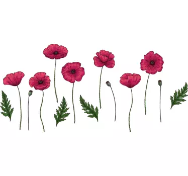 Set of poppies flower wall decal - TenStickers