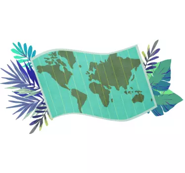 Green ethnical worldmap wall sticker - TenStickers