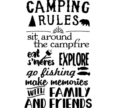 Camping rules caravan decal - TenStickers