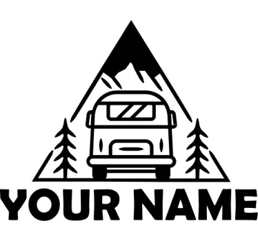 Personalised name with mountain caravan sticker - TenStickers