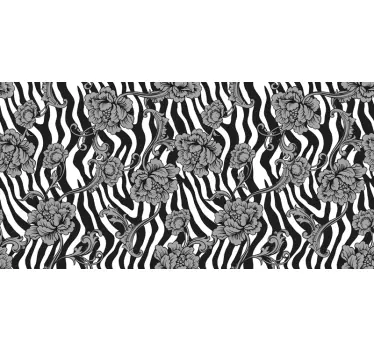 Zebra print and ornamental flowers  furniture sticker - TenStickers