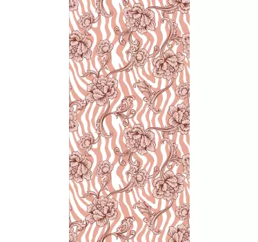 Zebra print and ornamental flowers coral iPhone decal - TenStickers