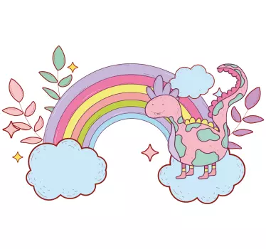 Rainbow colors dinosaur wall sticker - TenStickers