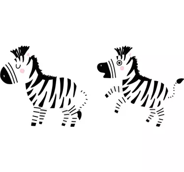 Wall sticker for kids playful zebra characters - TenStickers