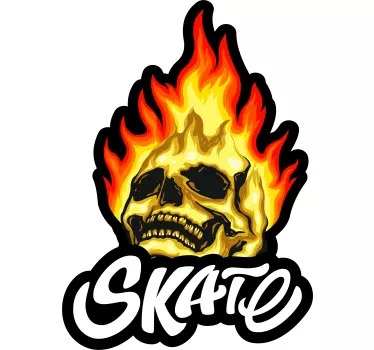 Flame skull skateboard sticker - TenStickers
