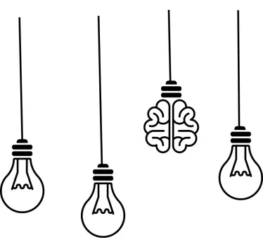 Hanging Lightbulbs and Brain science wall sticker - TenStickers