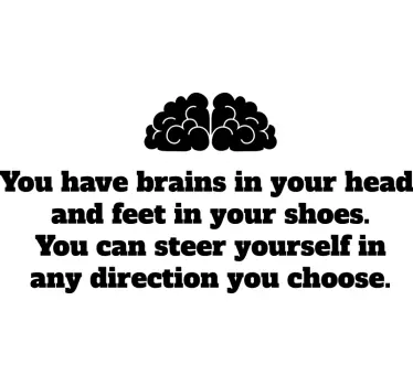Dr Seuss Brain inspirational quote sticker - TenStickers