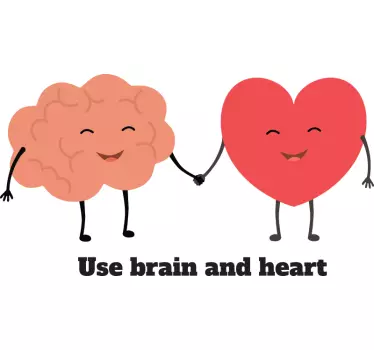 Use brain and heart inspirational quote stickers - TenStickers
