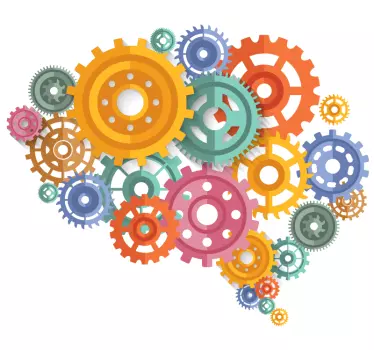 Brain coloured cogs science wall sticker - TenStickers