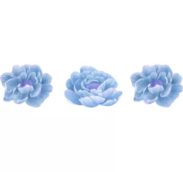 Peony set in blue flower wall decal - TenStickers