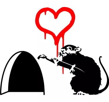 rat and a heart banksy wall art sticker - TenStickers