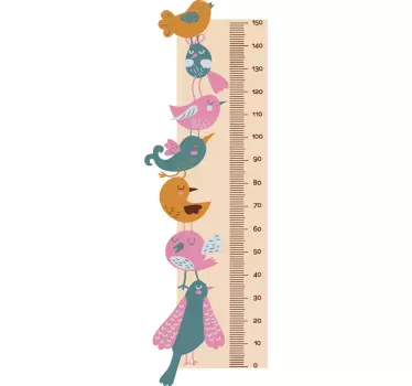 Stacked Birds height chart sticker - TenStickers