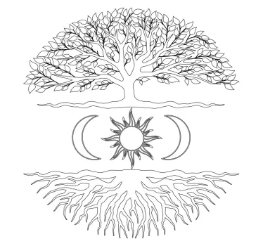 tree of life moon and sun tree wall decal - TenStickers