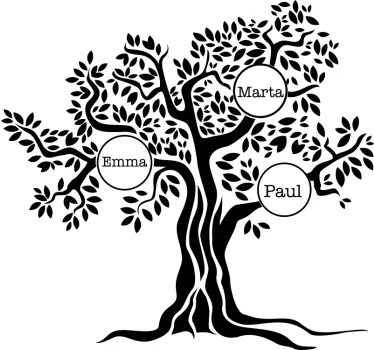 olive tree with family names tree wall decal - TenStickers