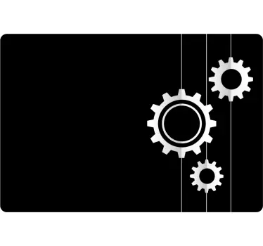 Black background with mechanical cogwheel laptop sticker - TenStickers