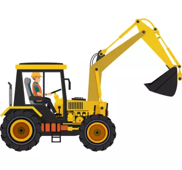 Excavator yellow black Kids bedroom wall decal - TenStickers