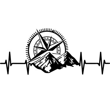 Mountains and compass for car window decal - TenStickers