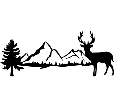 Switzerland mountains with deer window decal - TenStickers