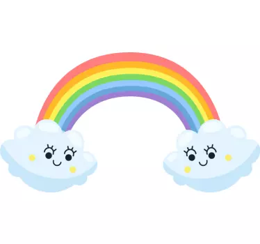 Cute clouds rainbow looking each other cartoon decal - TenStickers