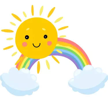 Cartoon sun and rainbow wall sticker for kids - TenStickers