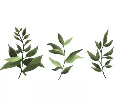 Painted leaves plant decals - TenStickers