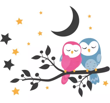 Wall sticker for kids cute owls night scene - TenStickers