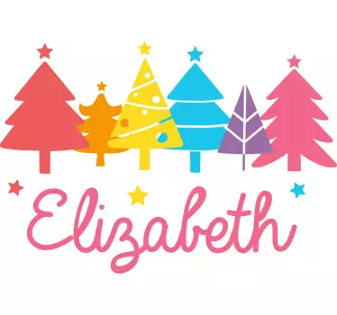 Colorful christmas trees tree wall decal - TenStickers