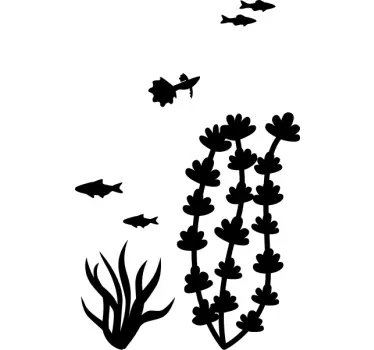Fish and seaweed shower screen sticker - TenStickers