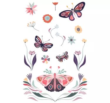 Butterfly and Flower shower sticker - TenStickers