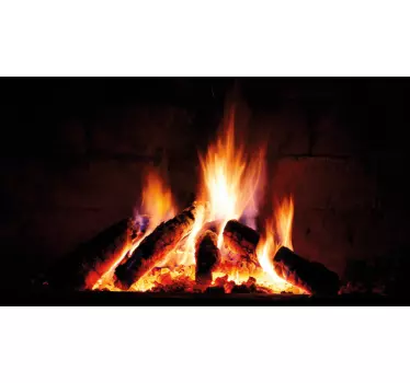 Fireplace burning object living room wall sticker - TenStickers