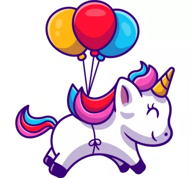 Cute cartoon unicorn smiling and flying fairy tale wall decal - TenStickers