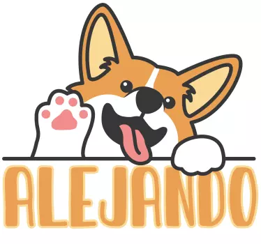 Anime corgi waving illustration wall art - TenStickers
