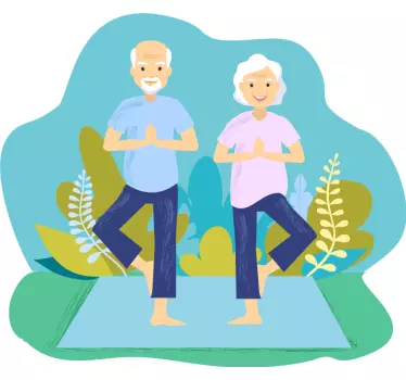 Health and beauty sticker elderly yoga practice - TenStickers
