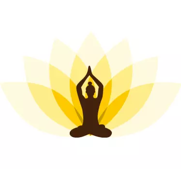 Lotus flower with woman practicing yoga flower decal - TenStickers