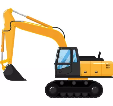 Excavator cartoon yellow and black kids machine toy decal - TenStickers