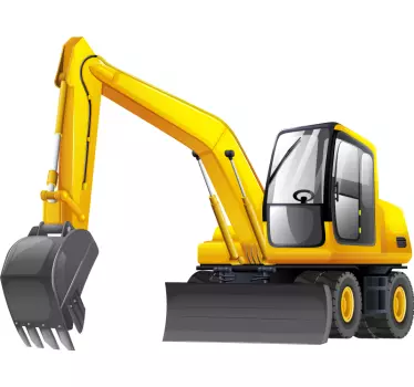 Excavator cartoon 3d yellow and black kids toy decal - TenStickers