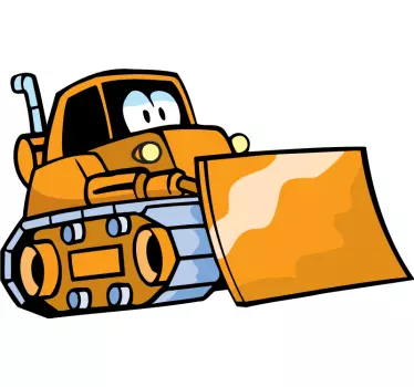 Excavator simple bulldoser cartoon for kids toy decal - TenStickers