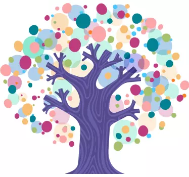 Tree of Life rainbow dots tree wall decal - TenStickers