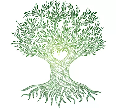 Tree of Life heart centre tree living room wall sticker - TenStickers