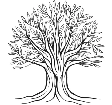 Tree of Life light green outline tree wall decal - TenStickers