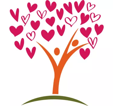 Tree of Life pink hearts tree wall decal - TenStickers