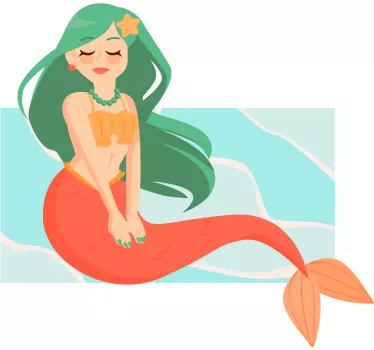 Wall sticker for kids mermaid with flowing hair - TenStickers