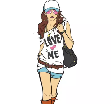 Fashionable Lady Shopping Sticker - TenStickers