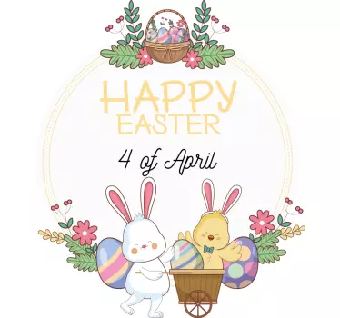 Happy Easter with date window decal - TenStickers