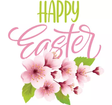 Floral Happy Easter window decal - TenStickers