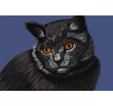 Laptop skin black cat portrait - TenStickers