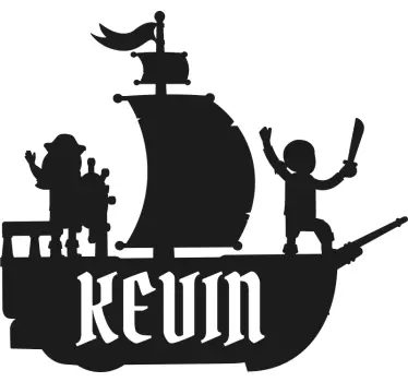 Pirate ship with name illustration wall art - TenStickers