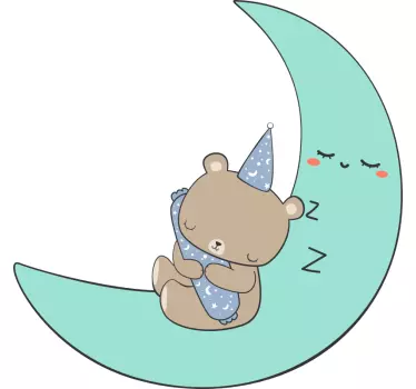 Sleepy bear moon wall sticker for kids - TenStickers
