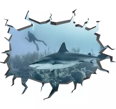 Shark trompe l'oeil fish  decal - TenStickers